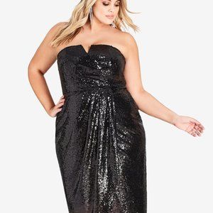 City Chic Sequin Siren Maxi Dress Size 18